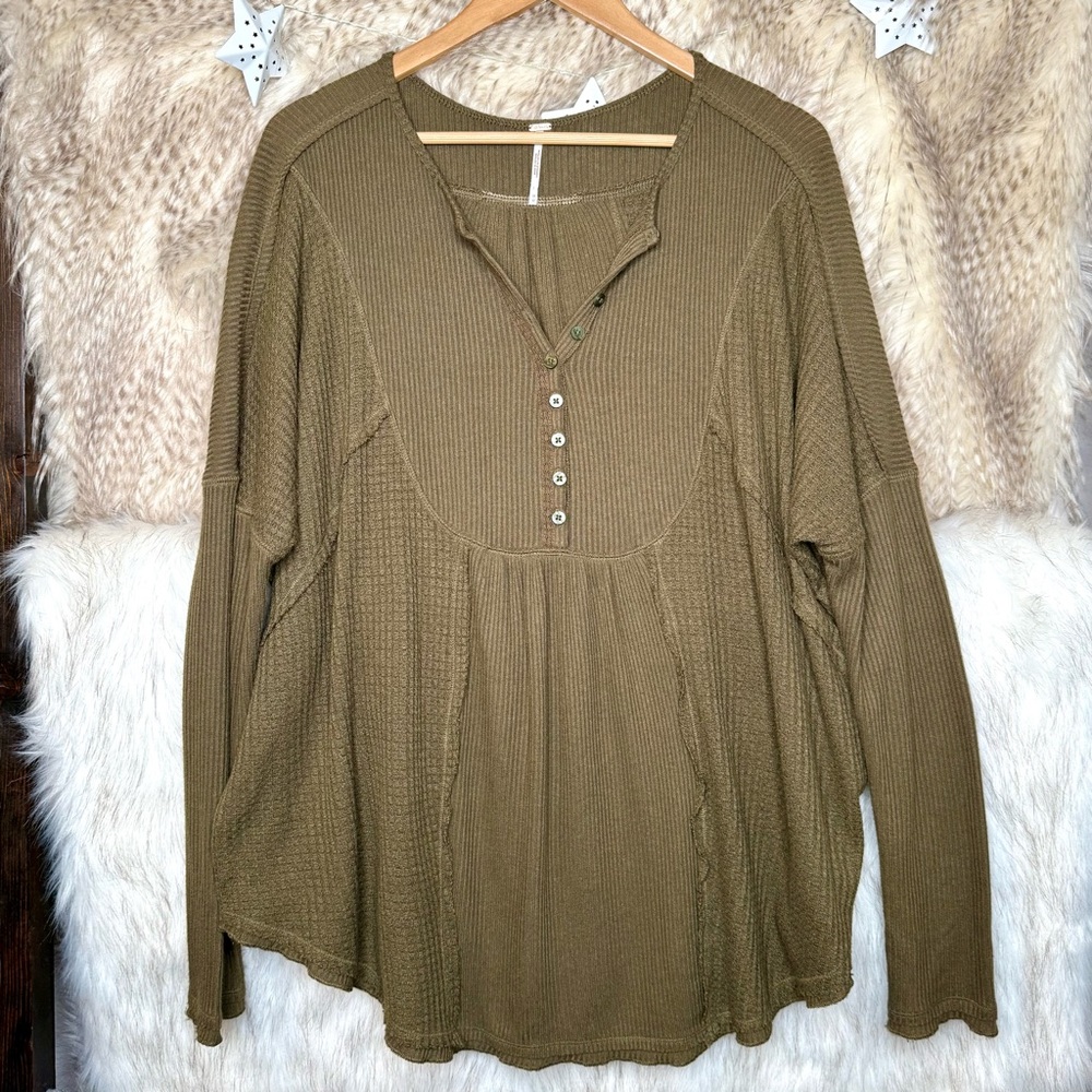 Free People Leo Henley Long Sleeve Top - Picture 3 of 6